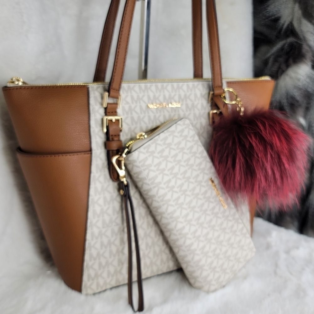 Michael Kors 3 SET Purse Tote  Handbag Shoulder Bag Wallet Designer Matching - Picture 10 of 14
